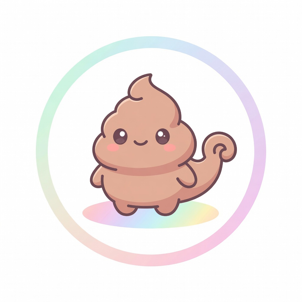 The Chameleon badge art — a smiling cartoon poop character illustrating this stool pattern