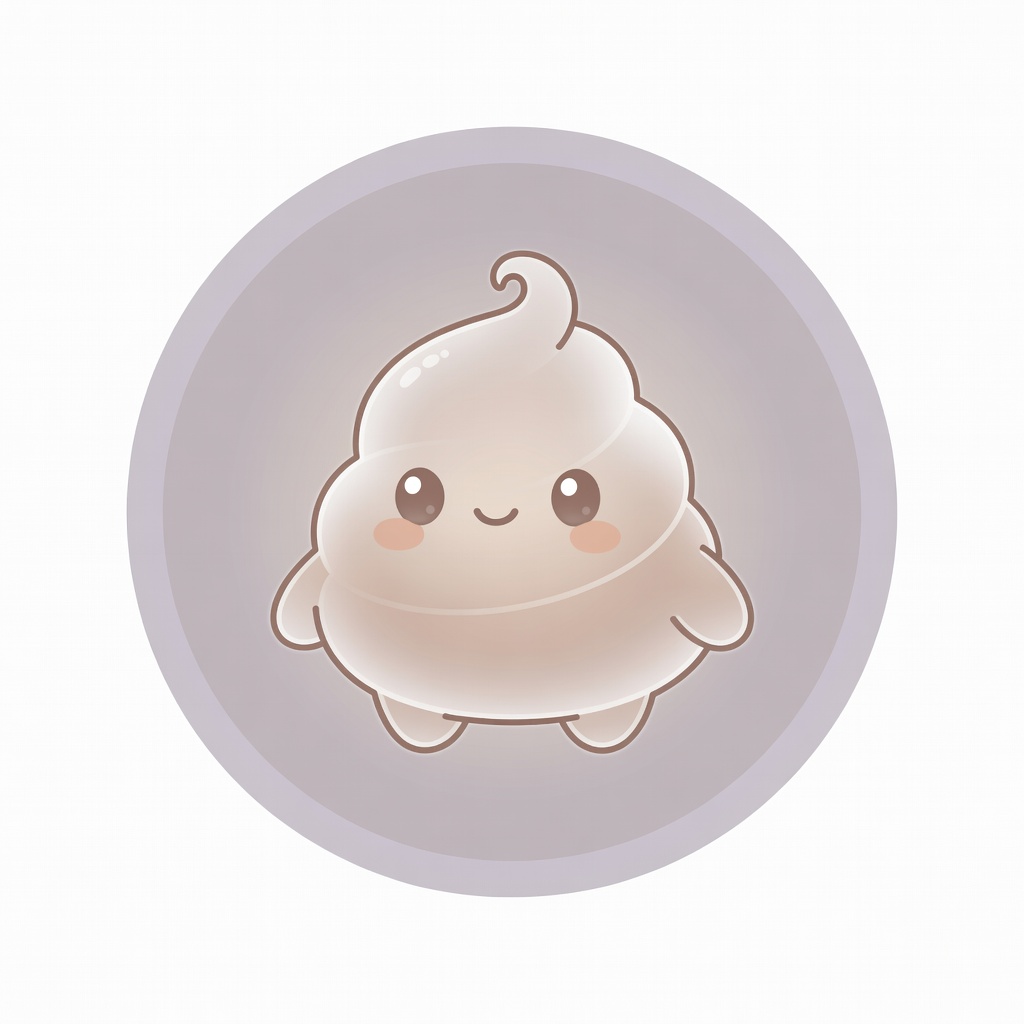 The Greasy Ghost badge art — a smiling cartoon poop character illustrating this stool pattern